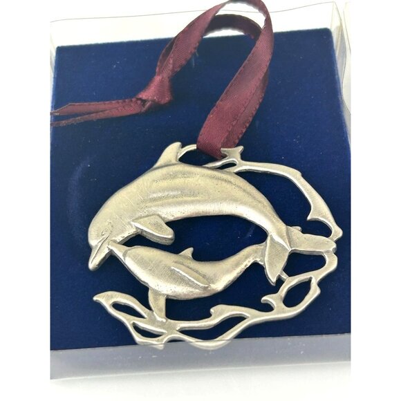 Lindsay Claire Fine Pewter Dolphin Ornament Coastal Ornament Christmas Holiday - Picture 6 of 12